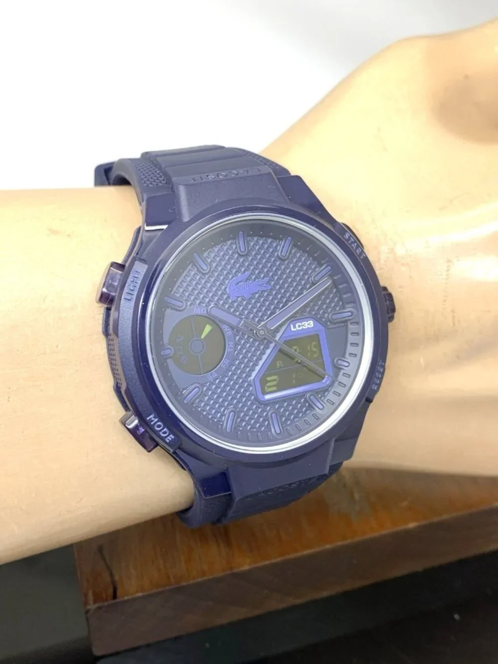 Lacoste Men's Watch 2011448 LC33 Quartz Analog Digital Blue Dial Rubber 44mm